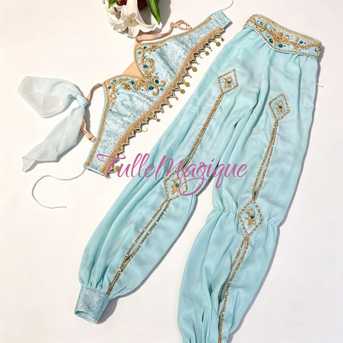 The Indian Arabian Style Crop Top & Harem Pants Ballet Costume can be used for Le Corsaire or La Bayadère variation. 