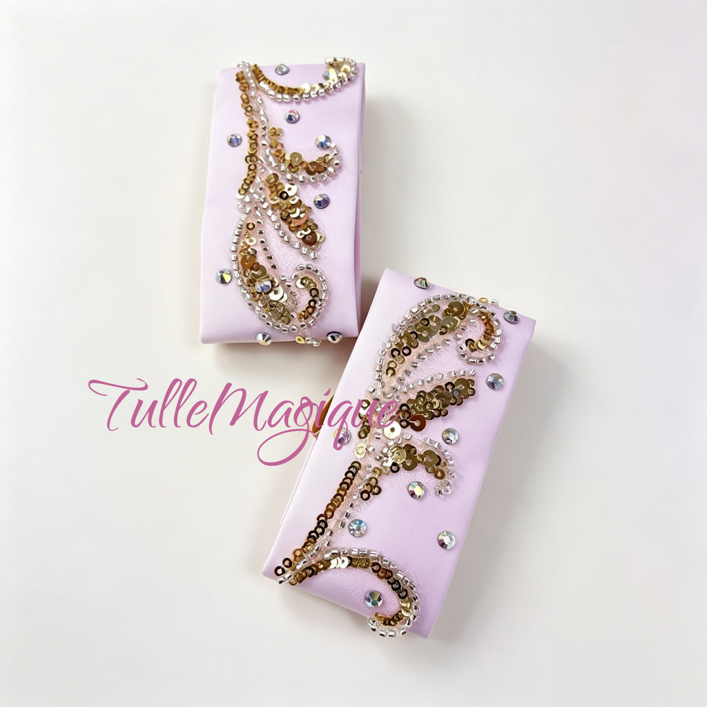 High-end custom-made professional ballet competition chiton dress arm bands with shining sequins appliqués 