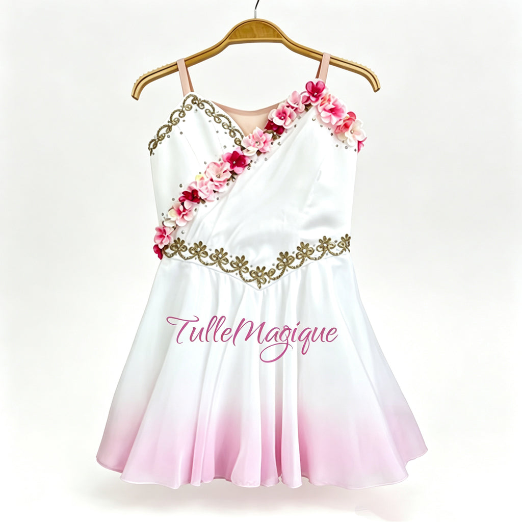 Pink 3D flower cupid ballet costume in gradient pink color