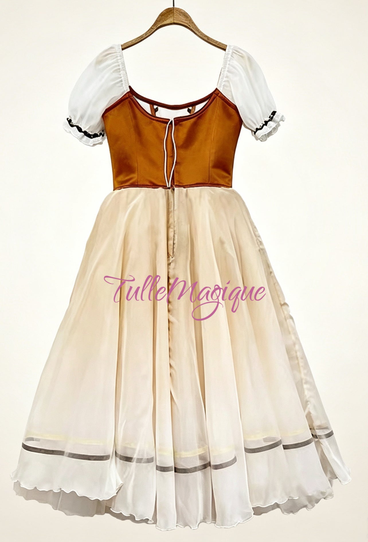 Professional peasant ballet tutu with hooks on the back 