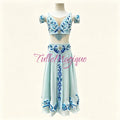 ⁠Professional La Bayadere Nikiya variation ballet costume, light blue two-piece dress with embroidered bodice and long chiffon skirt by TulleMagique⁠