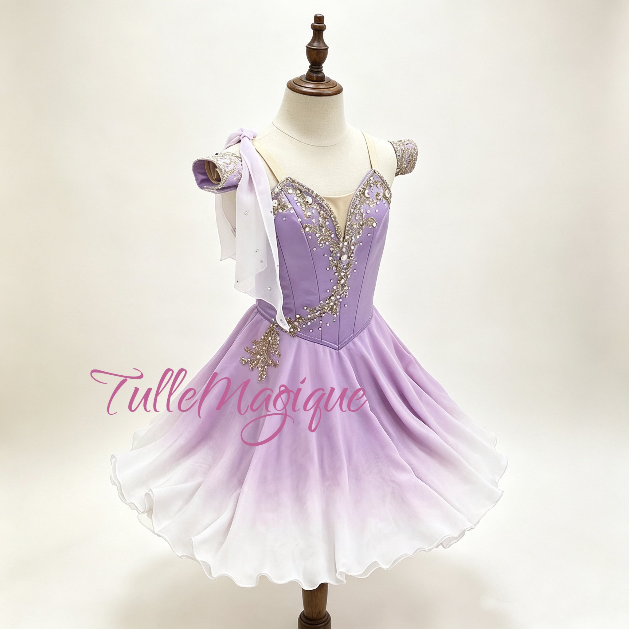 ⁠Professional lavender and white gradient Talisman ballet costume by TulleMagique for Diana, Cupid, Walpurgis Nacht and Talisman variations.⁠