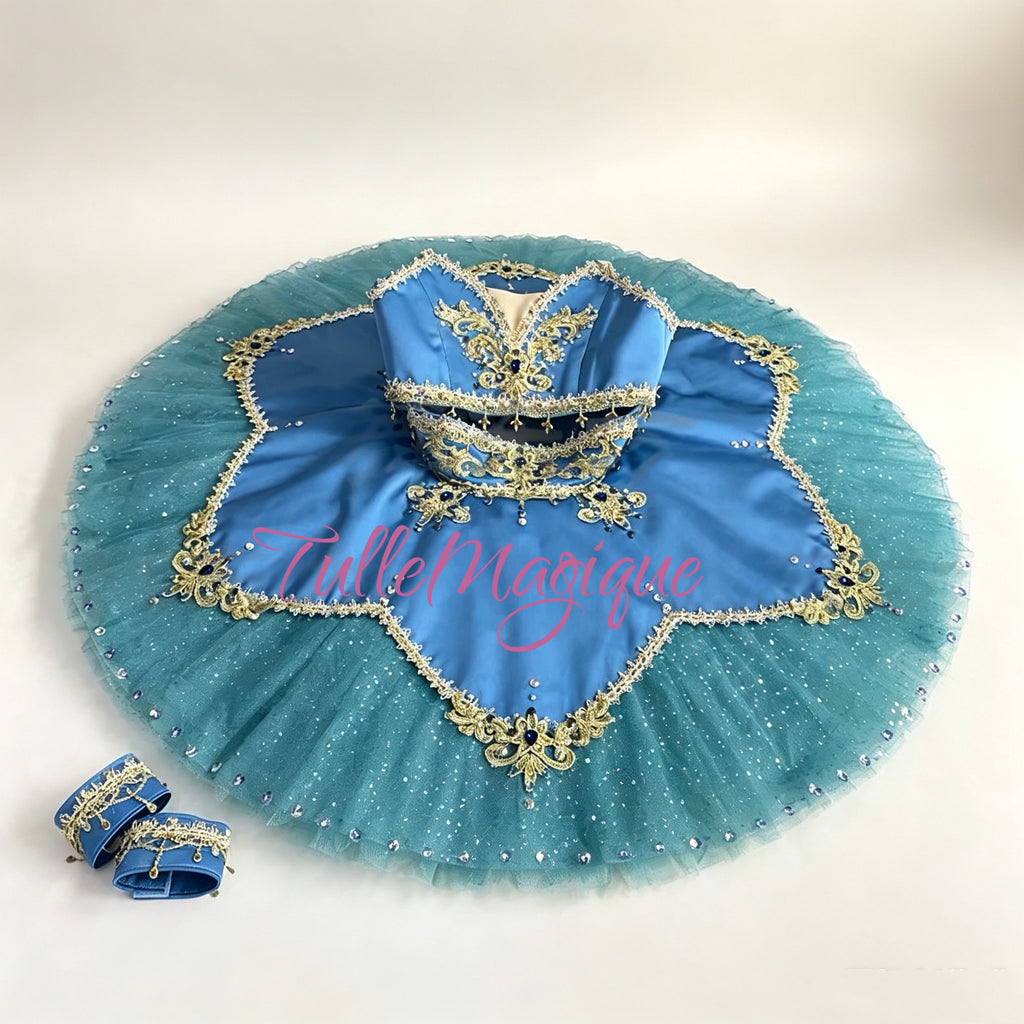 Professional two-piece peacock teal ballet tutu for Odalisque variation