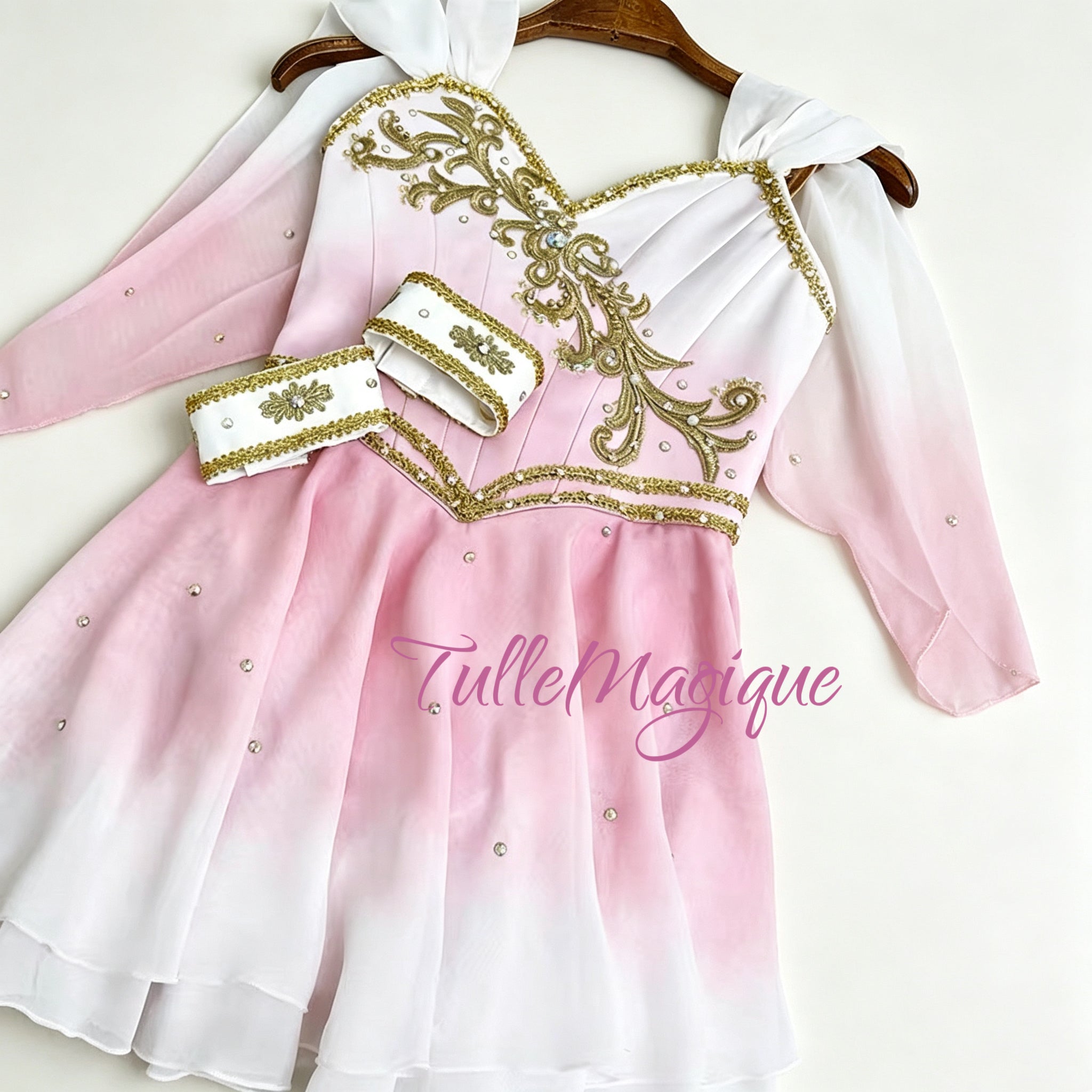 TulleMagique pink and white ombre lyrical ballet dress for Talisman, Cupid, and Awakening of Flora variations
