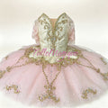 Professional pink and gold classical ballet tutu for Aurora or Sugar Plum Fairy variation.