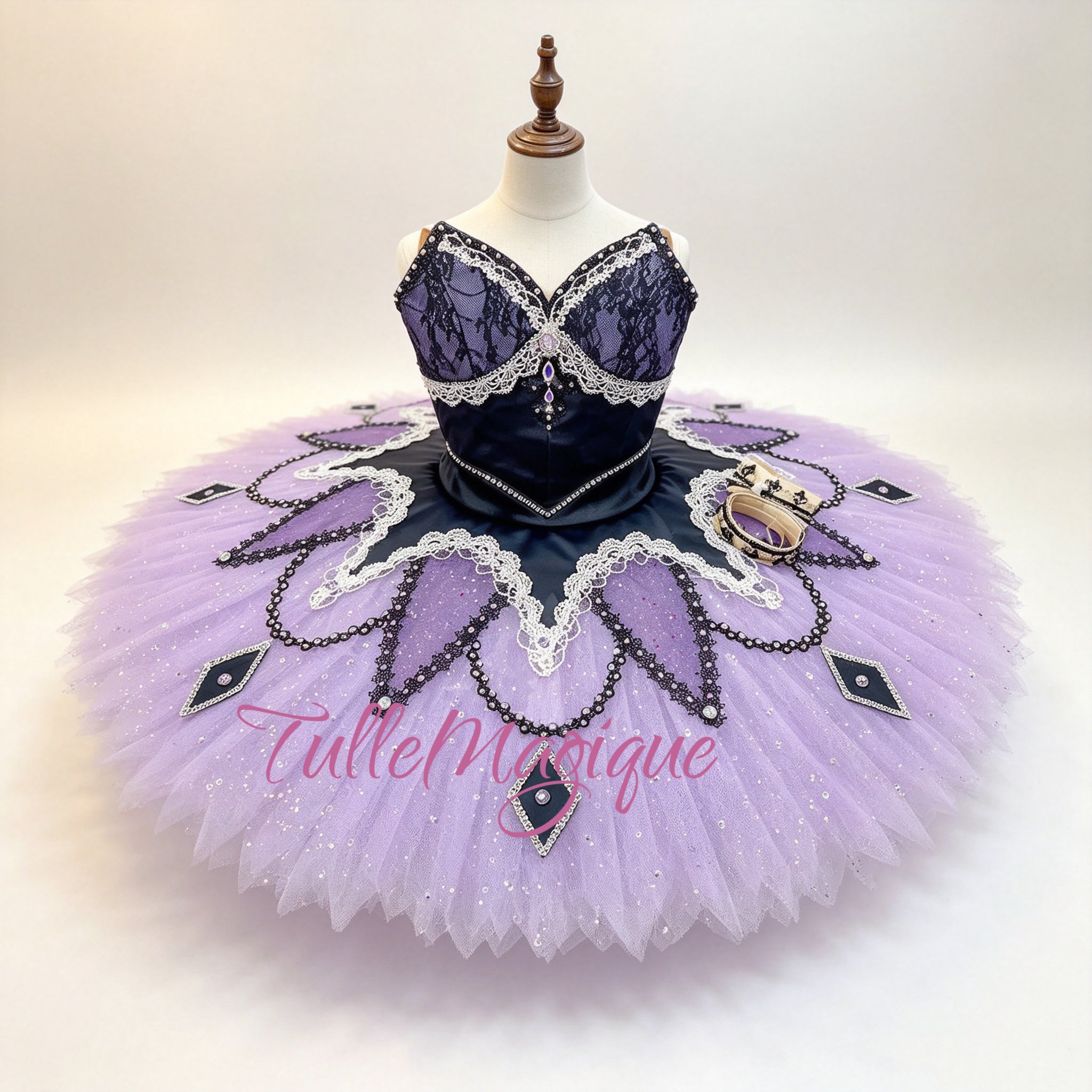 Professional Harlequin classical ballet tutu for The Fairy Doll variation and Harlequinade in Les Millions d'Arlequin