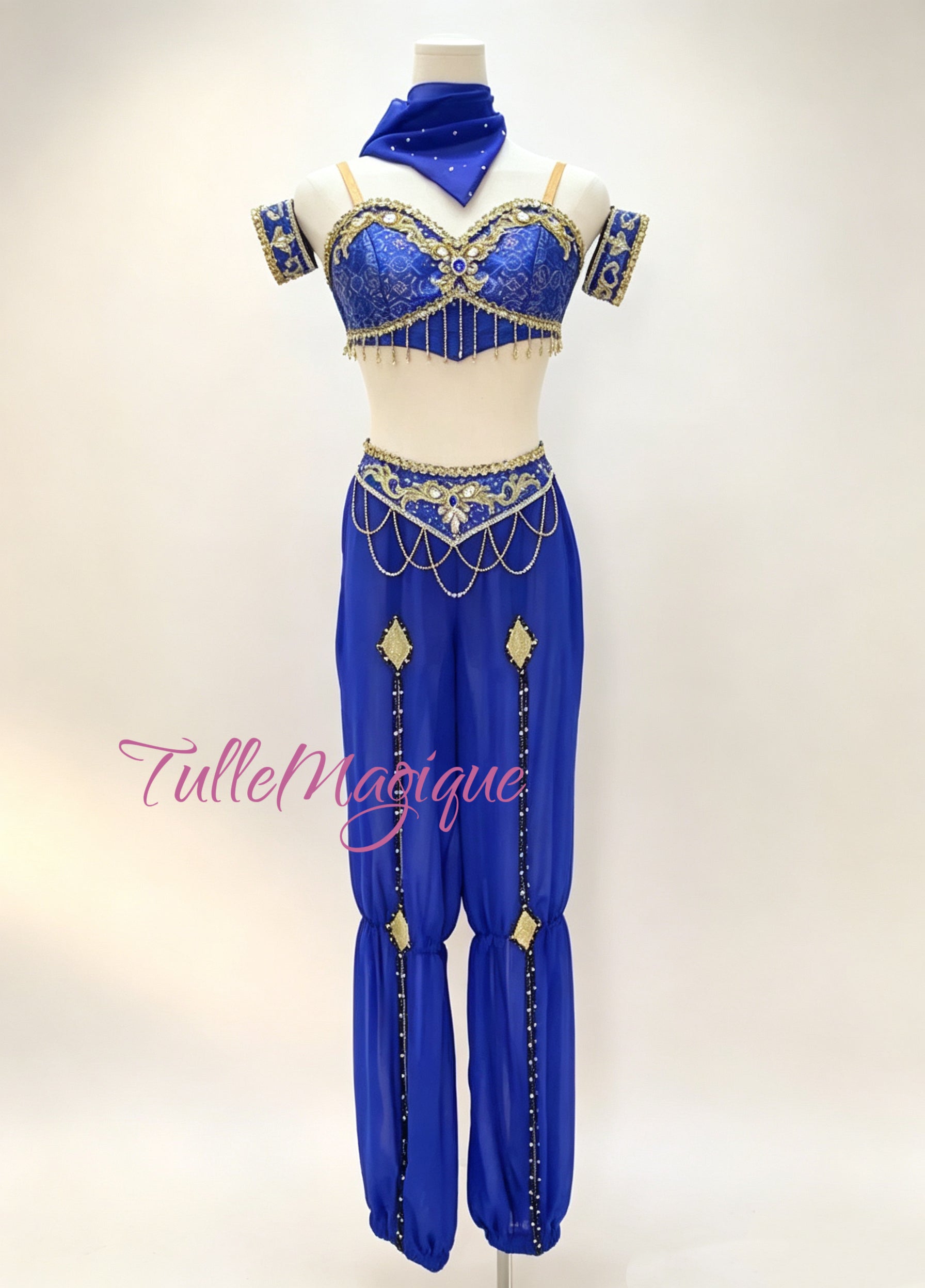 two-piece crop-top and flowing harem-pants style YAGP competition  and performance show The Nutcraker ballet costume.