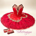 Professional red and gold classical ballet tutu for Don Quixote Kitri/ Mercedes, Paquita and Esmeralda.